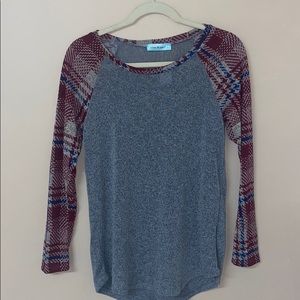 NWT Plaid and Grey Baseball Shirt